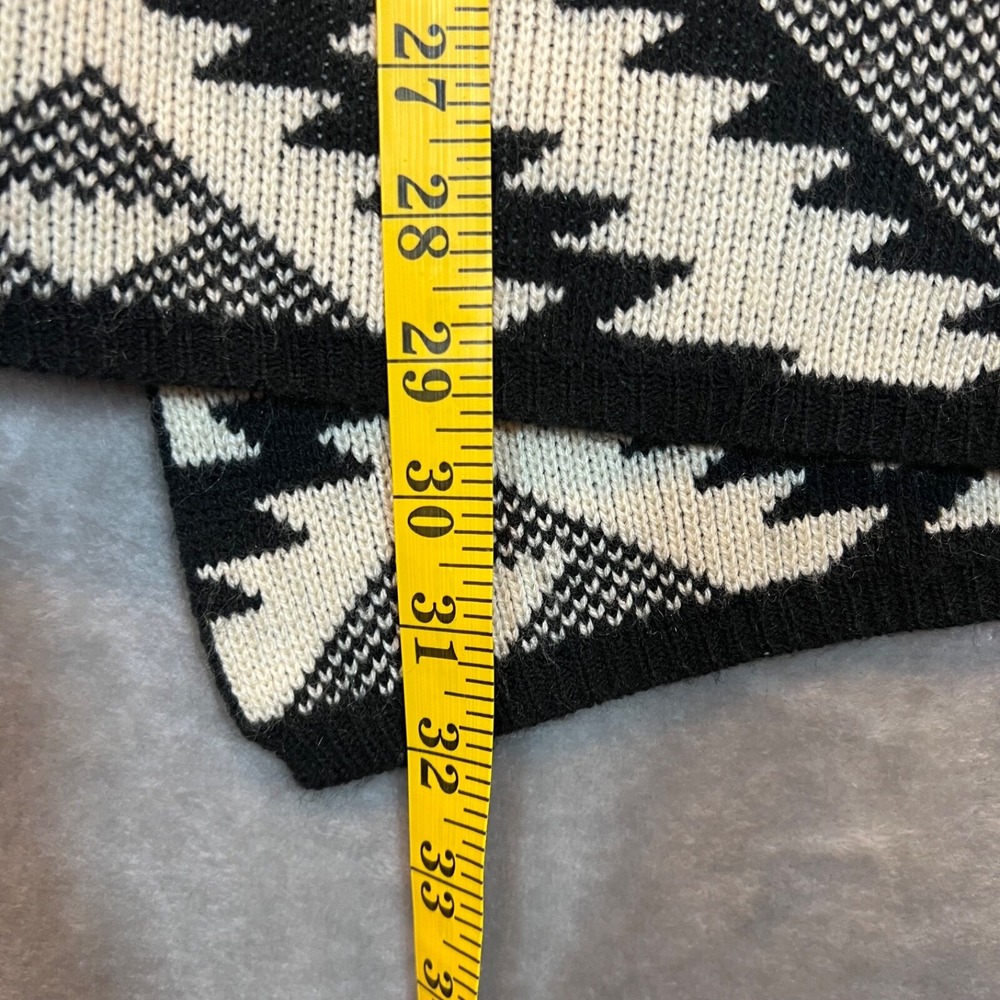 ii Sisters Boho Southwestern  Waterfall Cardigan‎ Women's S/M Black & Cream - Picture 9 of 9